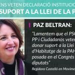 Lamentem El Veto Del PP, El PSOE I Ciudadanos A Una Declaració Institucional En Suport A La Llei D’habitatge De La PAH